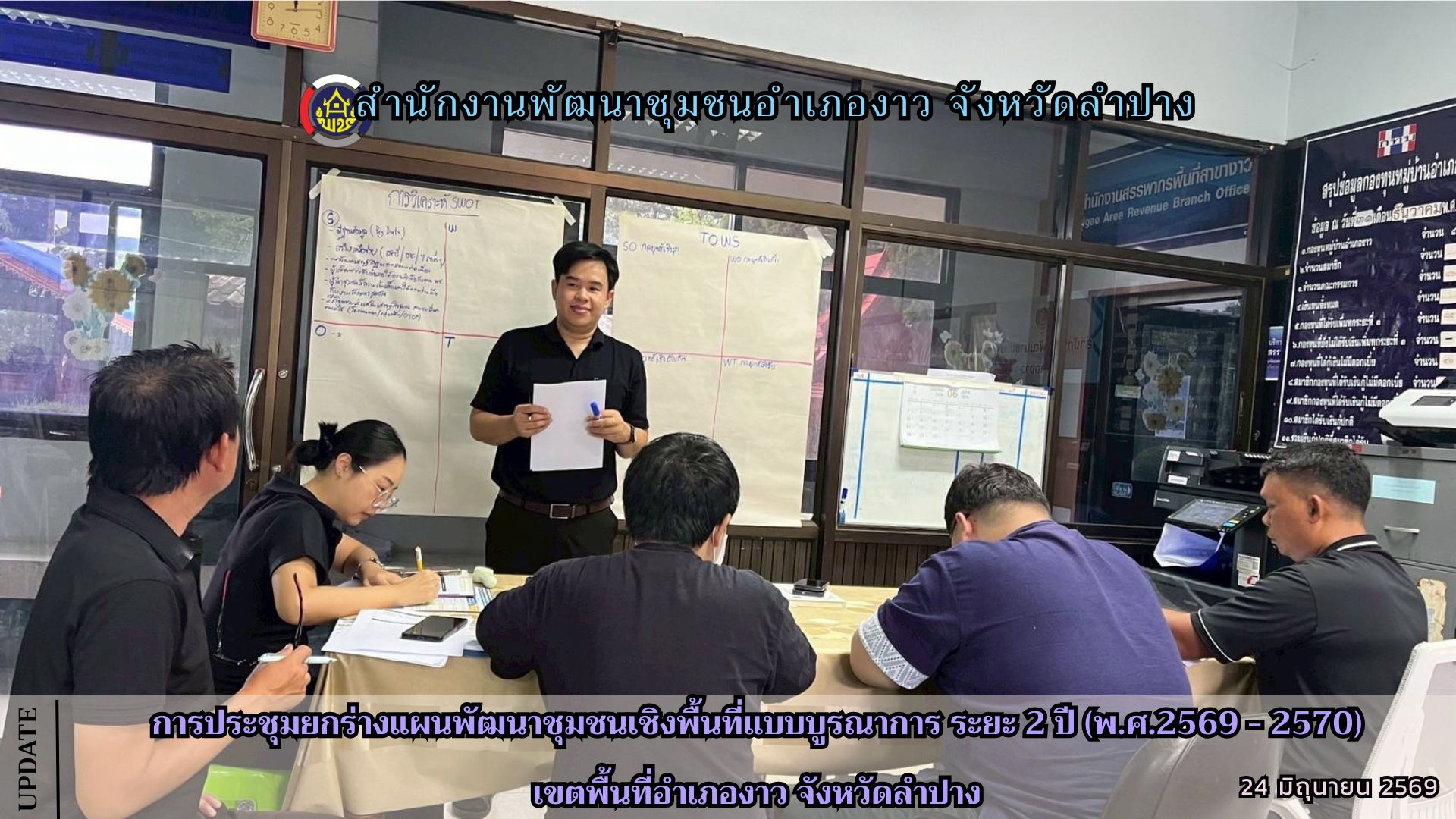 การประชุมยกร่างแผนพัฒนาชุมชนเชิงพื้นที่แบบบูรณาการ ระยะ 2 ปี (พ.ศ.2569 - 2570) เขตพื้นที่อำเภองาว จังหวัดลำปาง