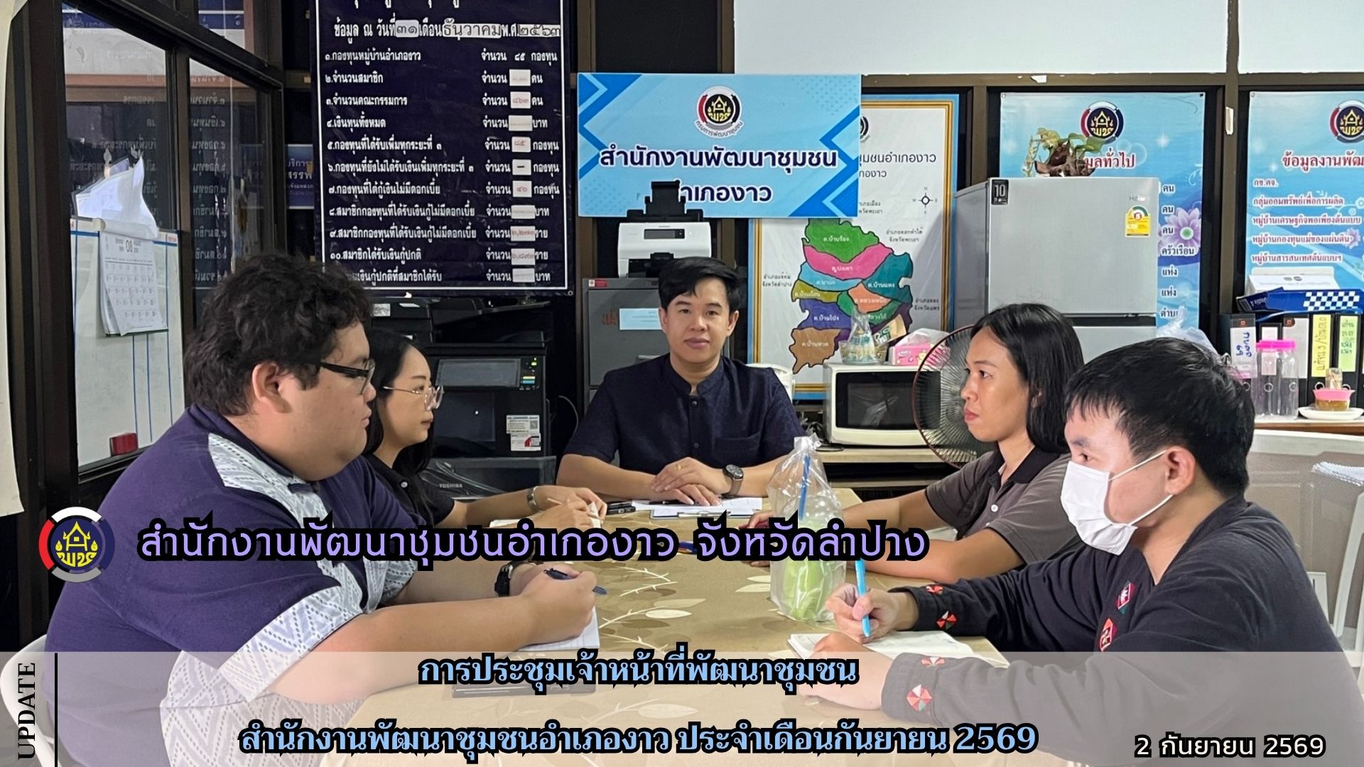 การประชุมเจ้าหน้าที่พัฒนาชุมชน สำนักงานพัฒนาชุมชนอำเภองาว ประจำเดือนกันยายน 2569